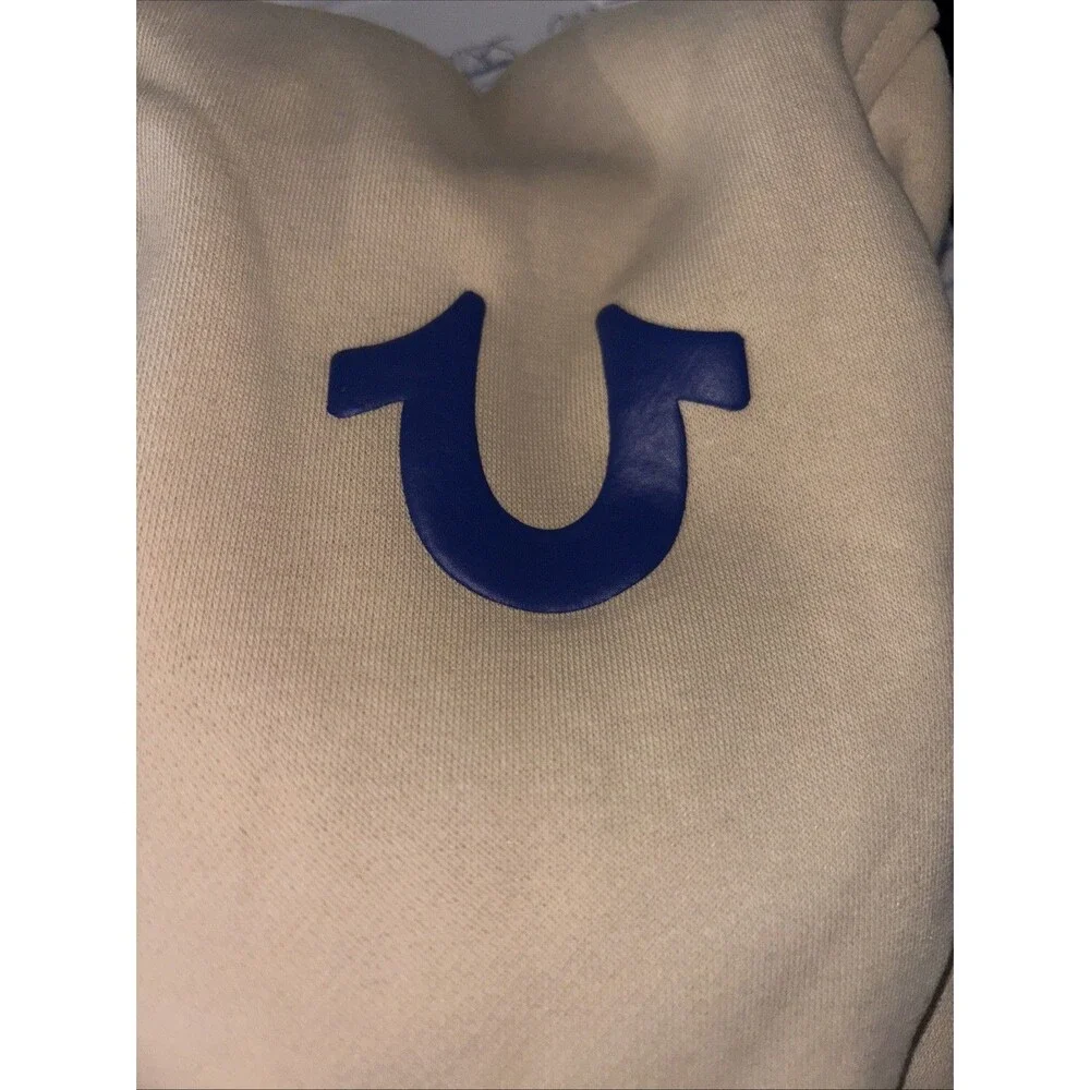New True Religion Overlap Buddha Zip Hoodie Fog/Beige Color Size L Retail $119